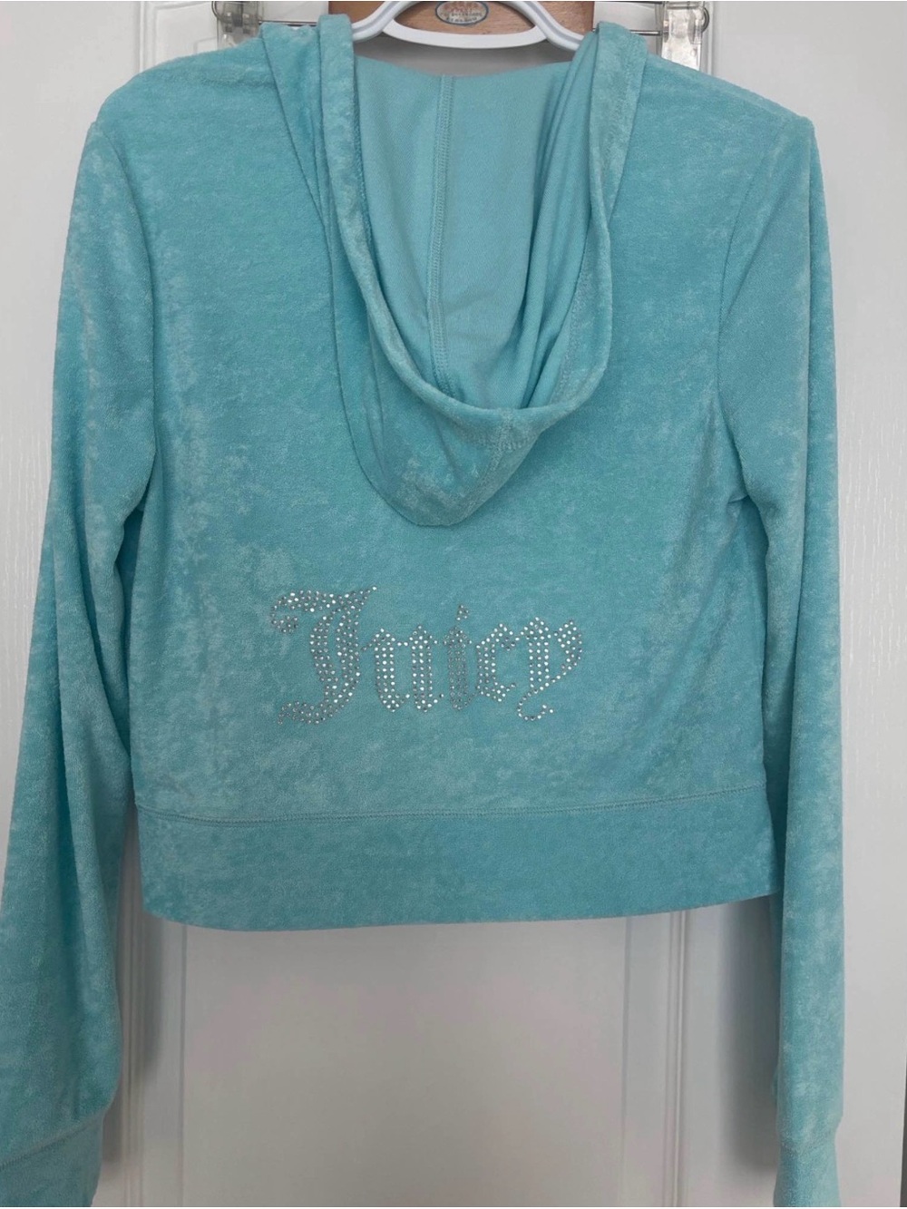 Juicy Couture Aqua Terry Hoodie with Pants Rhinestone Juicy Logo